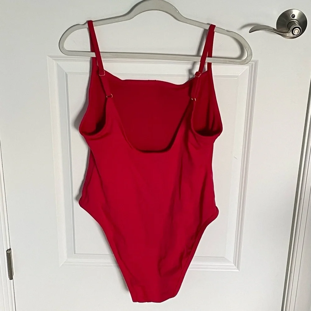 New! PINK x Frankies Bikinis Poppi One-Piece Swimsuit Merlot Red XL 47328
